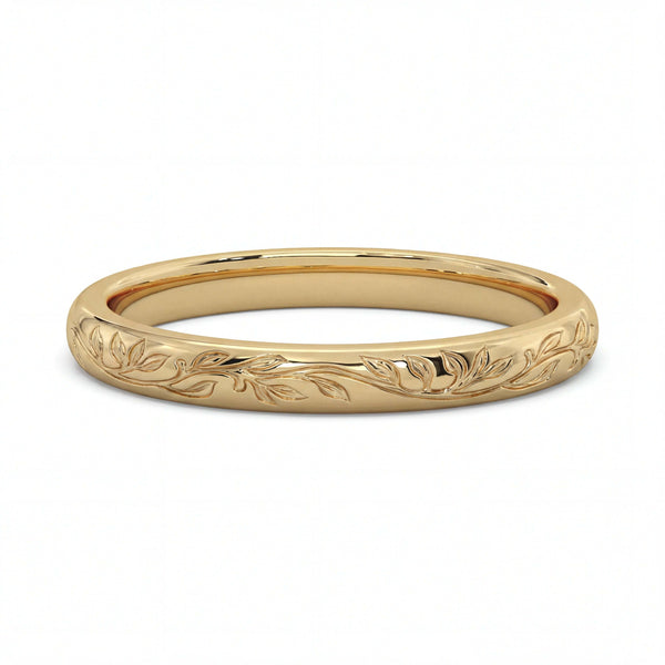 Floral Engraved Wedding Band