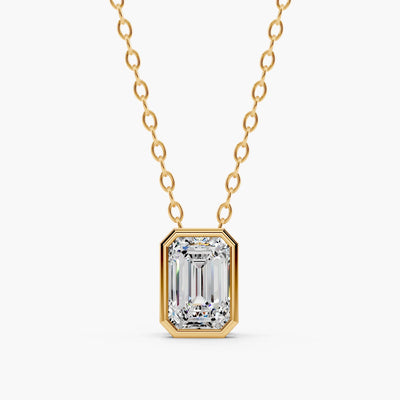 Harlow Bezel Emerald Lab-Grown Diamond Pendant Necklace