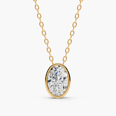 Harlow Bezel Oval Lab-Grown Diamond Pendant Necklace