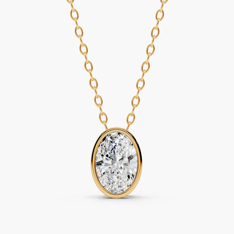 Harlow Bezel Oval Lab-Grown Diamond Pendant Necklace