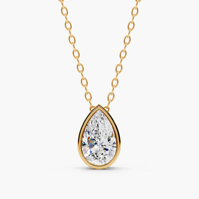 Harlow Bezel Pear Lab-Grown Diamond Pendant Necklace