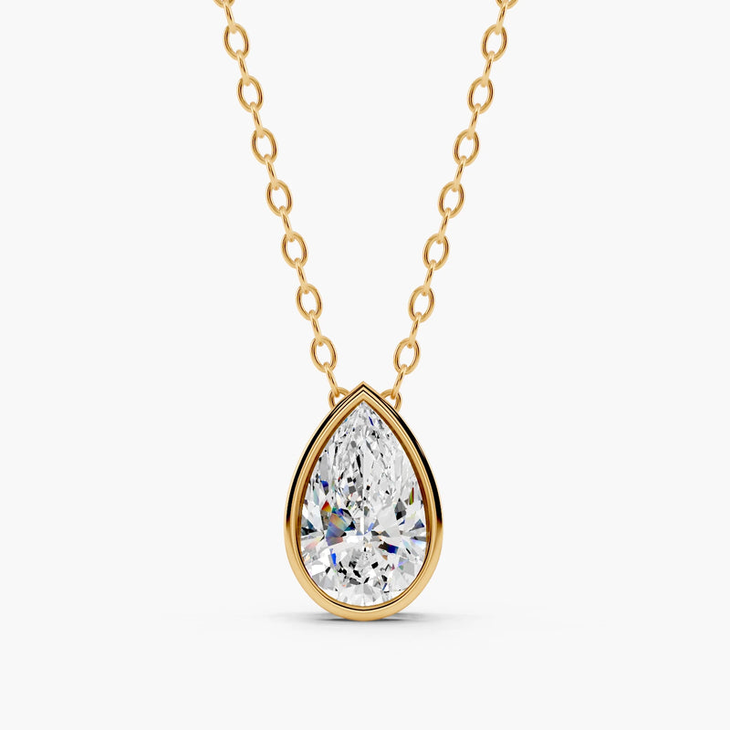 Harlow Bezel Pear Lab-Grown Diamond Pendant Necklace