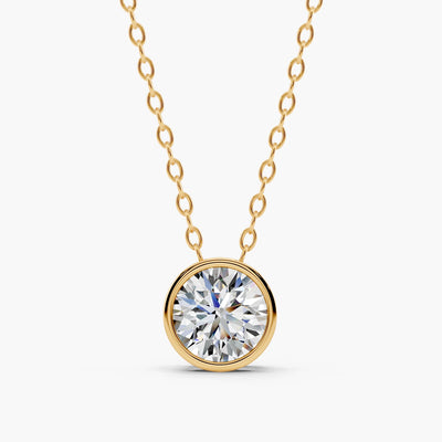 Harlow Bezel Round Lab-Grown Diamond Pendant Necklace