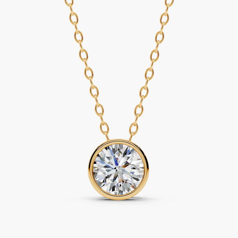 Harlow Bezel Round Lab-Grown Diamond Pendant Necklace