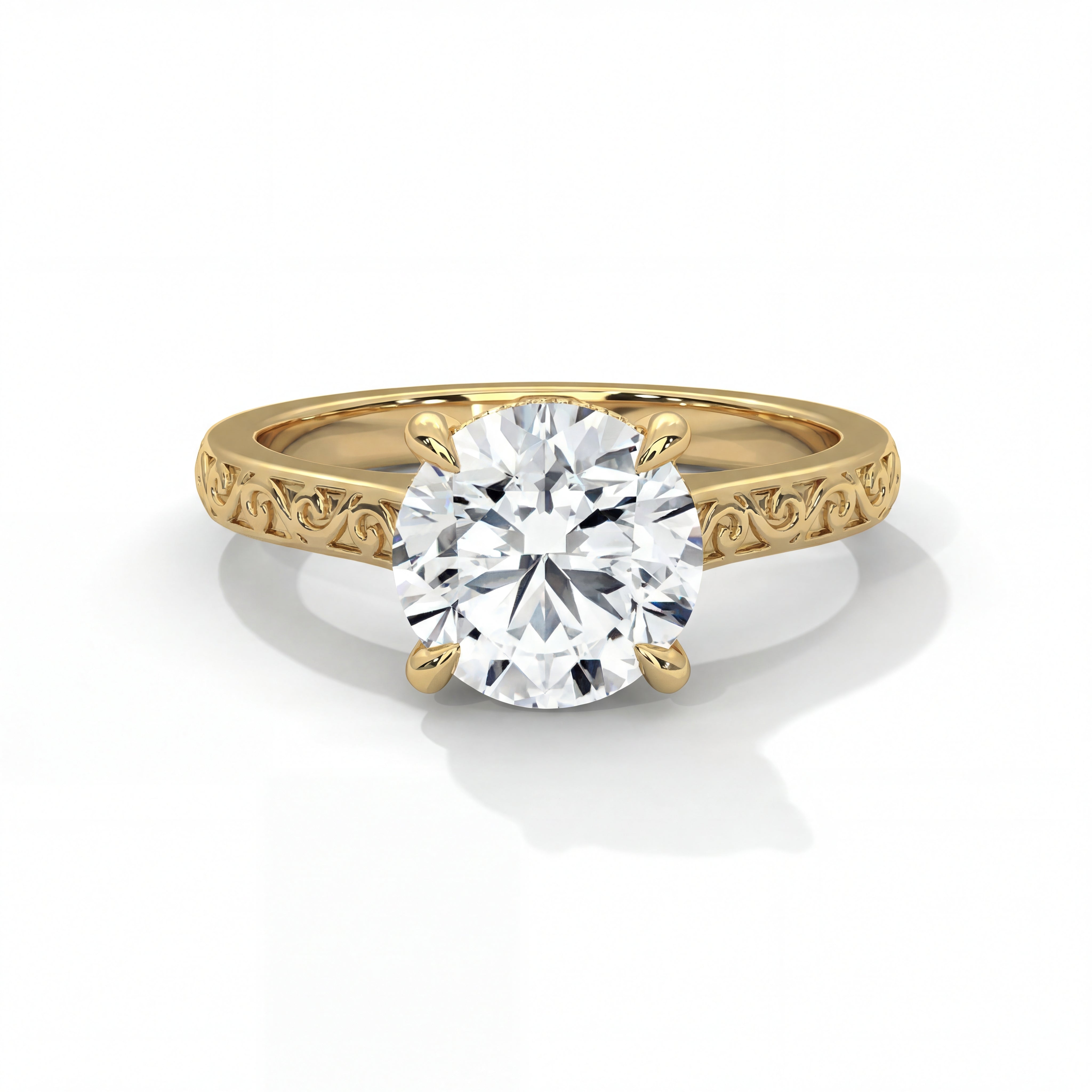 14k Yellow Gold / Round