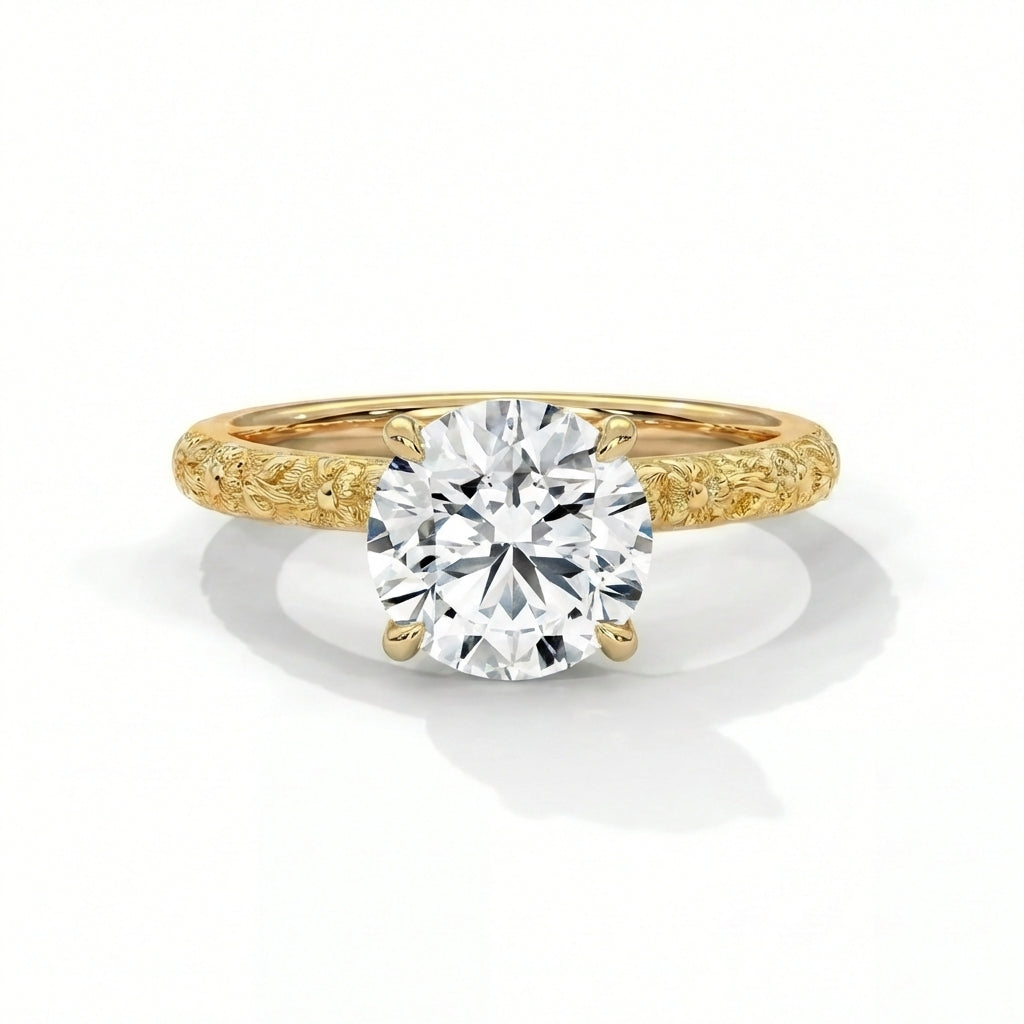 14k Yellow Gold / Round