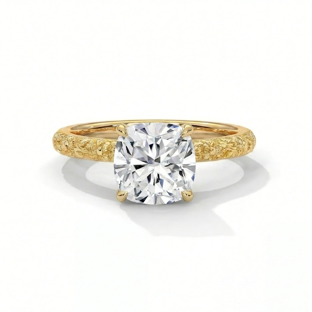 14k Yellow Gold / Cushion