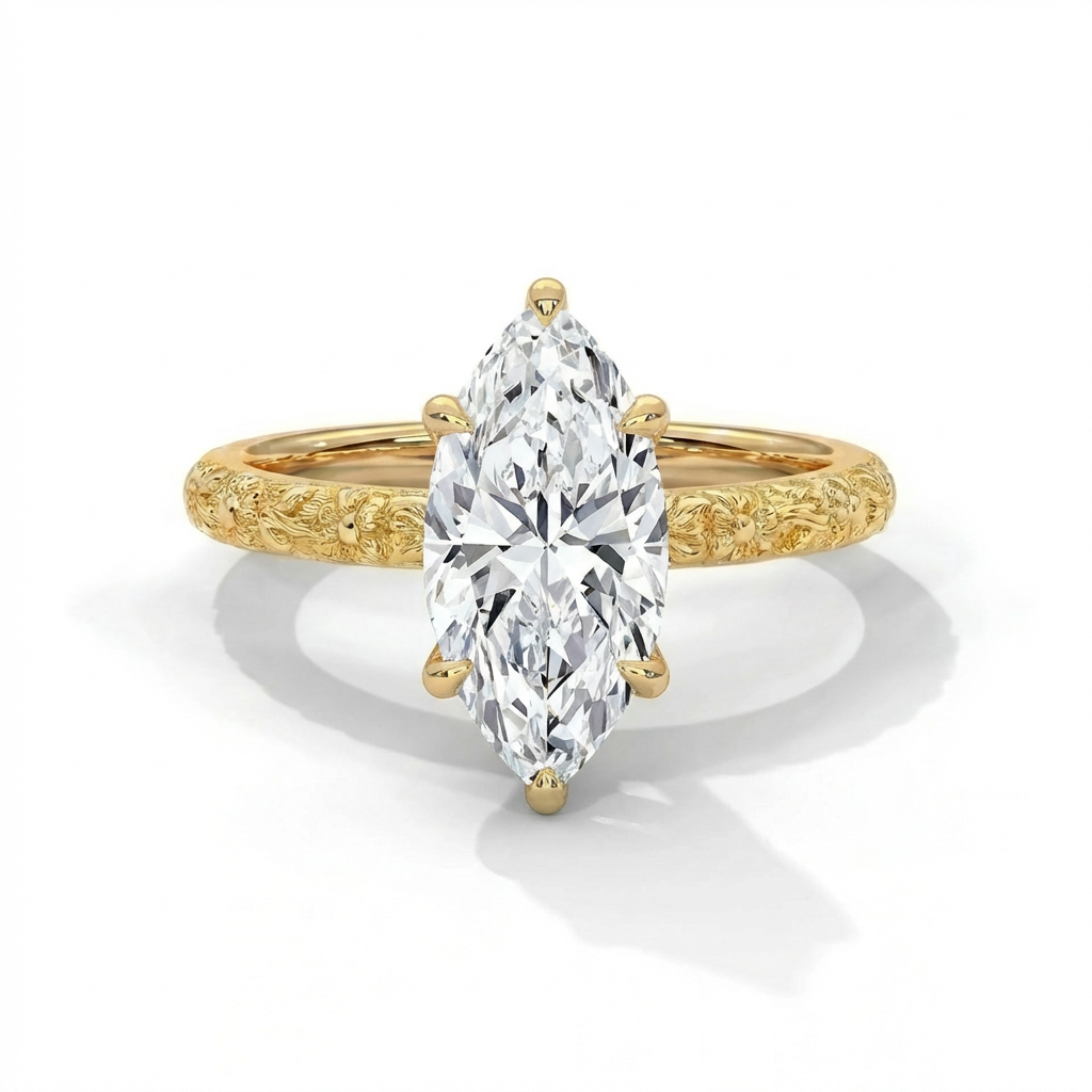 14k Yellow Gold / Marquise