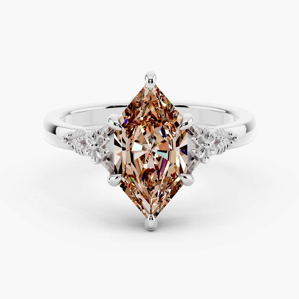 Ivy Champagne Setting Dutch Marquise cut engagement ring in 14k White Gold