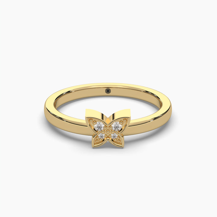 0.05ctw Round Lab Grown Diamond Butterfly Fashion Ring | 14k Gold