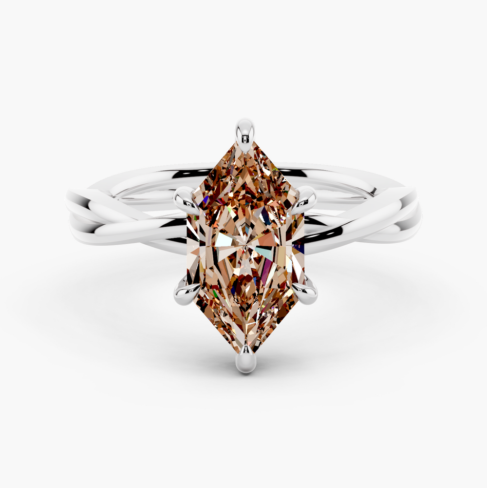 Kosina Champagne Setting Engagement Ring Dutch Marquise cut engagement ring in 14k White Gold