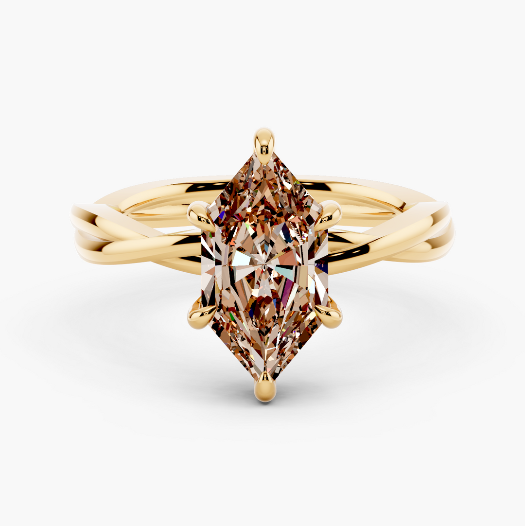 Kosina Champagne Setting Engagement Ring Dutch Marquise cut engagement ring in 14k Yellow Gold