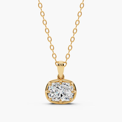 Long Cushion Lab-Grown Diamond Pendant Necklace