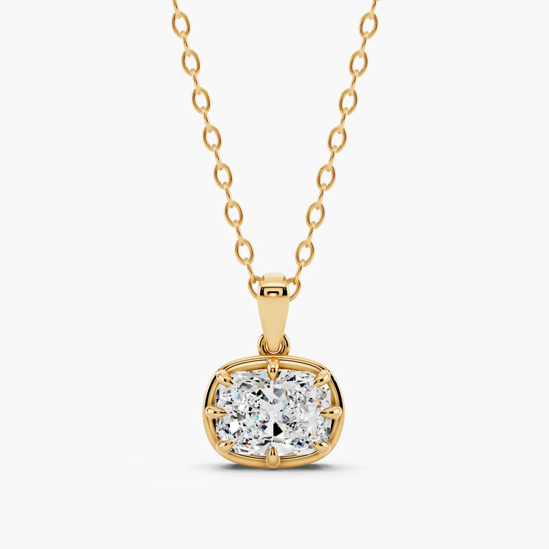 Long Cushion Lab-Grown Diamond Pendant Necklace