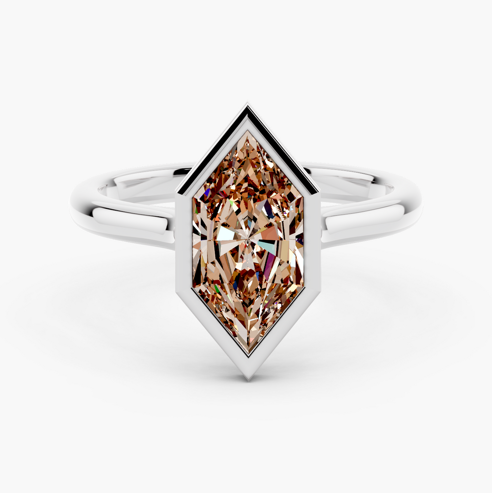 Lumina Bezel Champagne Setting Dutch Marquise cut engagement ring in 14k White Gold