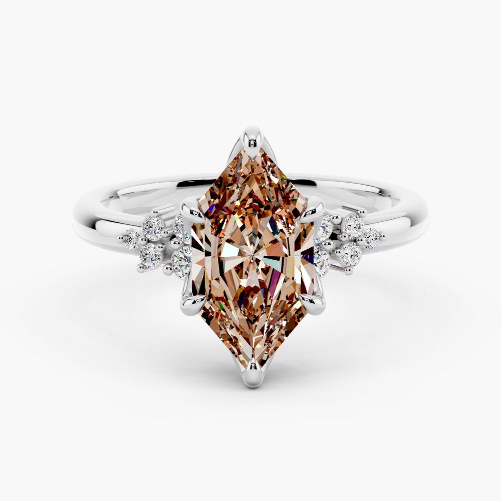 Nora Champagne Setting Dutch Marquise cut engagement ring in 14k White Gold
