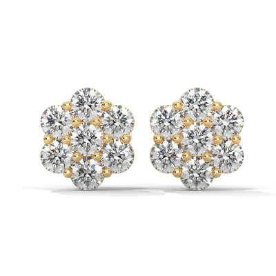 Floral Cluster Diamond Studs - 1/2ctw
