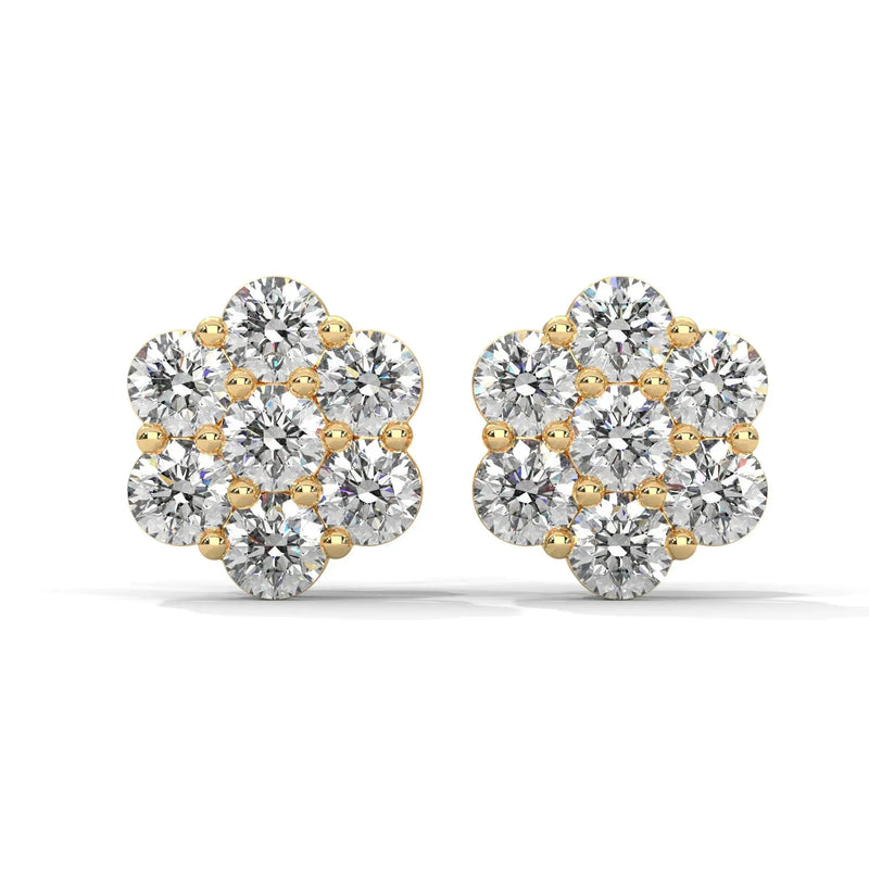 Floral Cluster Lab-Grown Diamond Stud Earrings