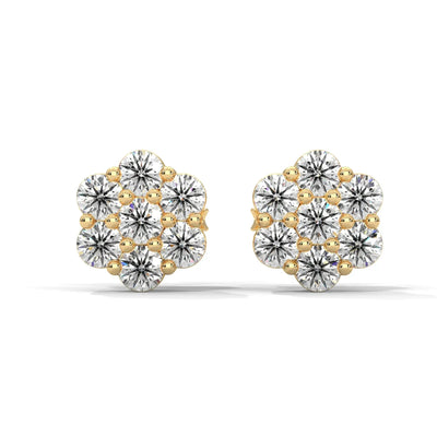 Floral Cluster Diamond Studs - 1ctw