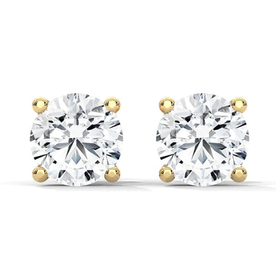 Lab-Grown Diamond Round 4 Prong Stud Earrings - 10ctw