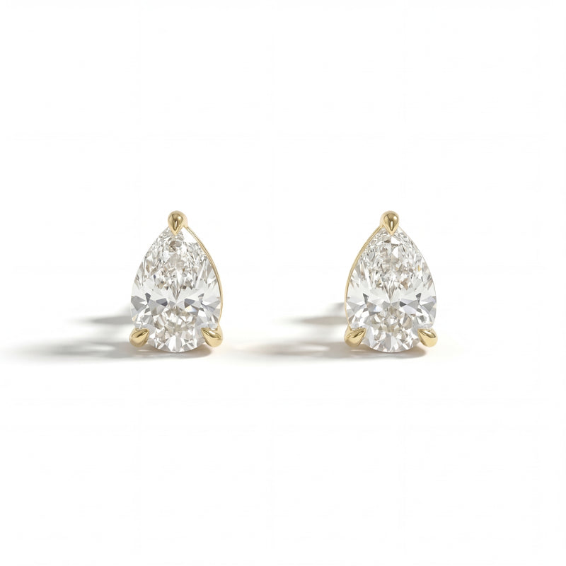 Pear 3-Prong Lab-Grown Diamond Stud Earrings