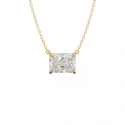 Radiant East-West Solitaire Pendant Necklace - 0.5 carat