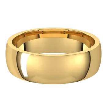 A polished gold ring with a shiny, reflective surface sits against a black background. The ring's smooth, curved design exudes elegance and simplicity.
