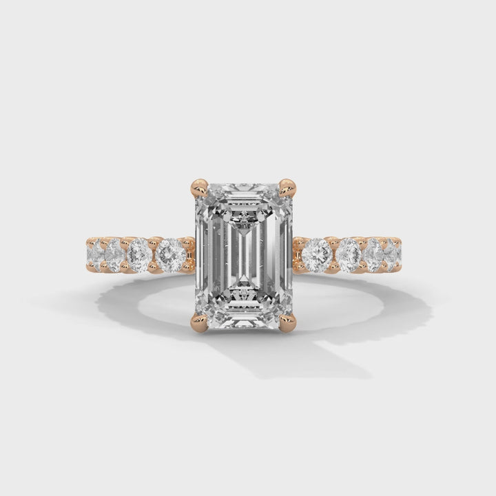 Close-up video showcasing The Bubble Setting 14k rose gold rose gold diamond ring, highlighting its intricate bubble-inspired design, sparkling diamonds, and contemporary elegance from multiple angles.