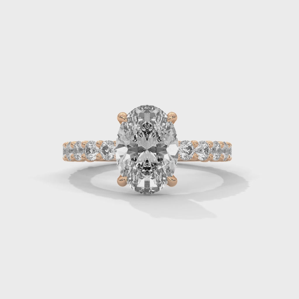 Close-up video showcasing The Bubble Setting 14k rose gold rose gold diamond ring, highlighting its intricate bubble-inspired design, sparkling diamonds, and contemporary elegance from multiple angles.