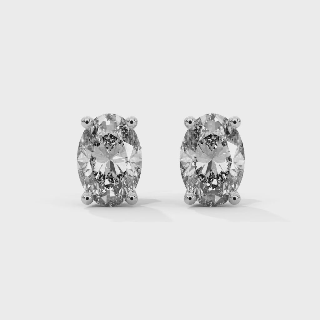 Oval Lab Grown Diamond Earrings | Push Back Stud Earrings | 14k Gold