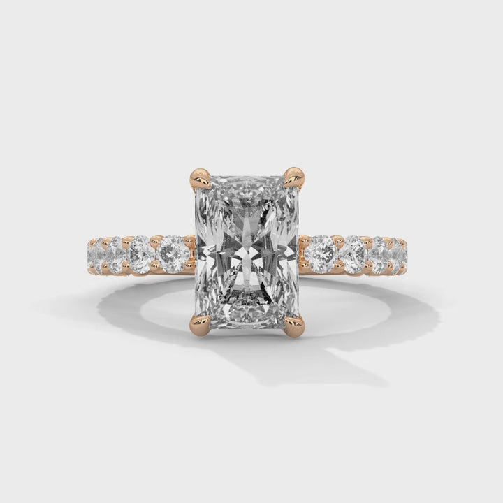 Close-up video showcasing The Bubble Setting 14k rose gold rose gold diamond ring, highlighting its intricate bubble-inspired design, sparkling diamonds, and contemporary elegance from multiple angles.