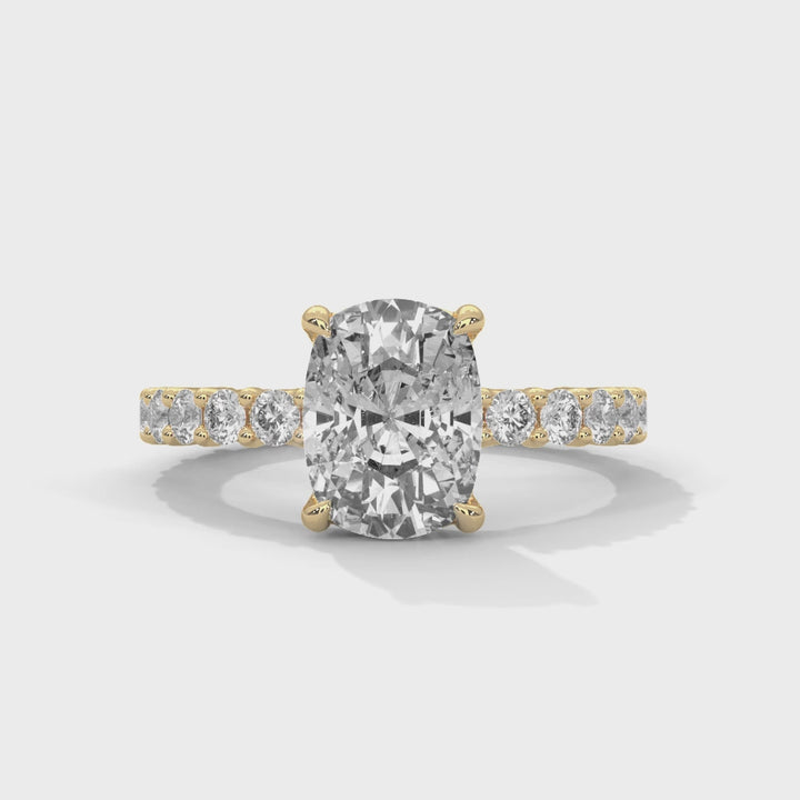 Close-up video showcasing The Bubble Setting 14k yellow gold yellow gold diamond ring, highlighting its intricate bubble-inspired design, sparkling diamonds, and contemporary elegance from multiple angles.