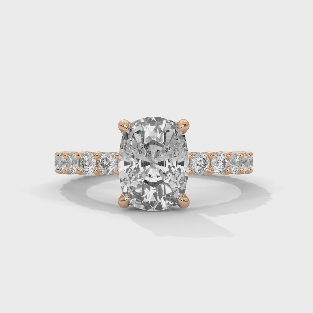 Close-up video showcasing The Bubble Setting 14k rose gold rose gold diamond ring, highlighting its intricate bubble-inspired design, sparkling diamonds, and contemporary elegance from multiple angles.