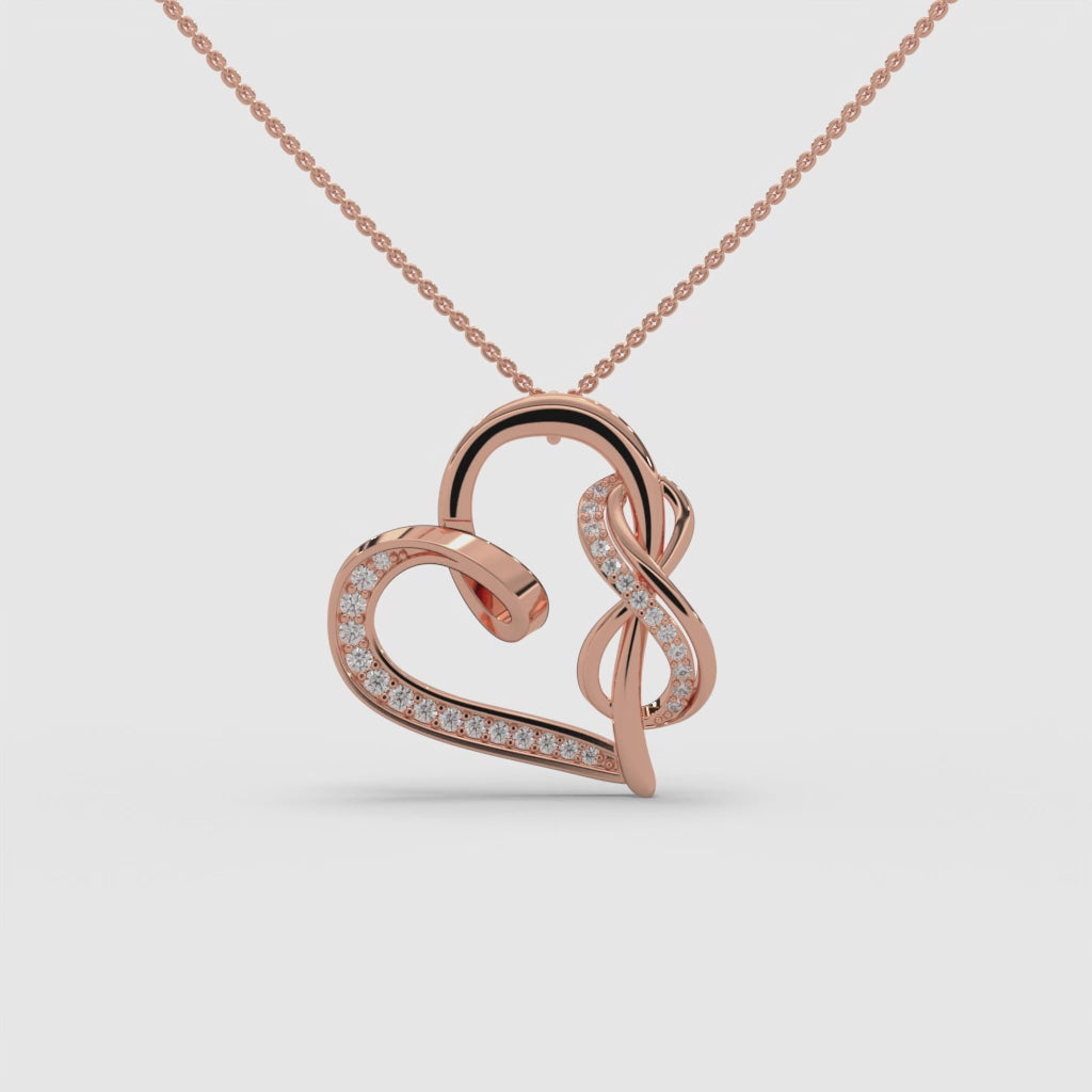0.2ctw Round Lab Grown Diamond Heart Infinity Pendant Necklace | 14k Gold