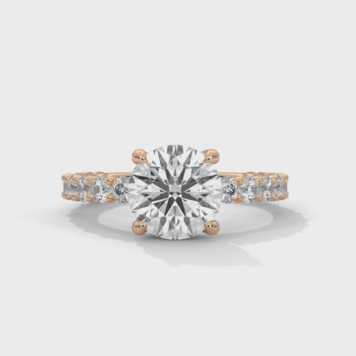 Close-up video showcasing The Bubble Setting 14k rose gold rose gold diamond ring, highlighting its intricate bubble-inspired design, sparkling diamonds, and contemporary elegance from multiple angles.