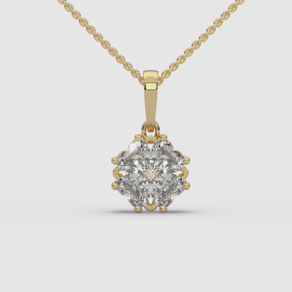 1ctw Heart Clover Lab Grown Diamond Pendant Necklace | 14k Gold
