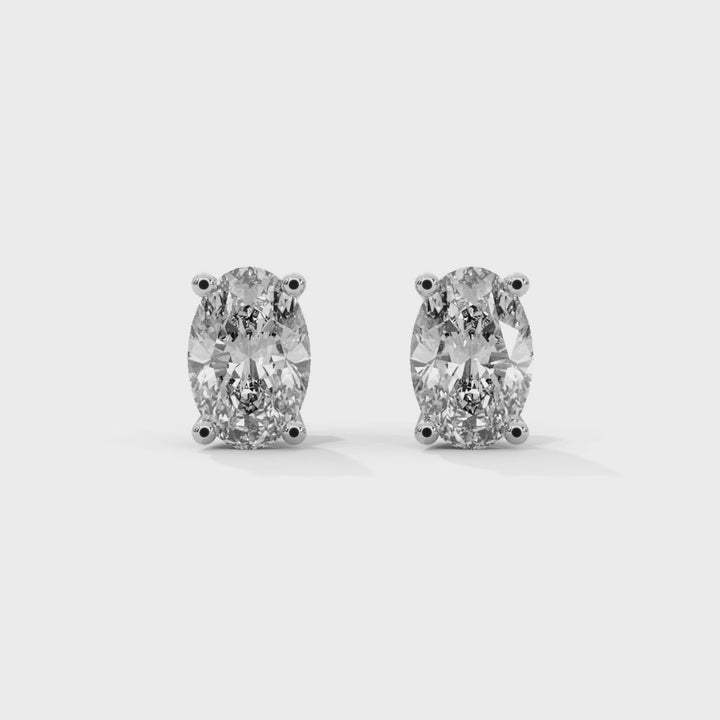 Oval Lab Grown Diamond Earrings | Push Back Stud Earrings | 14k Gold