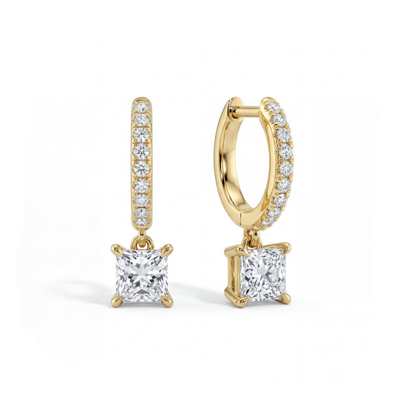 1.2ct Princess Pavé Lab-Grown Diamond Hoop Earrings