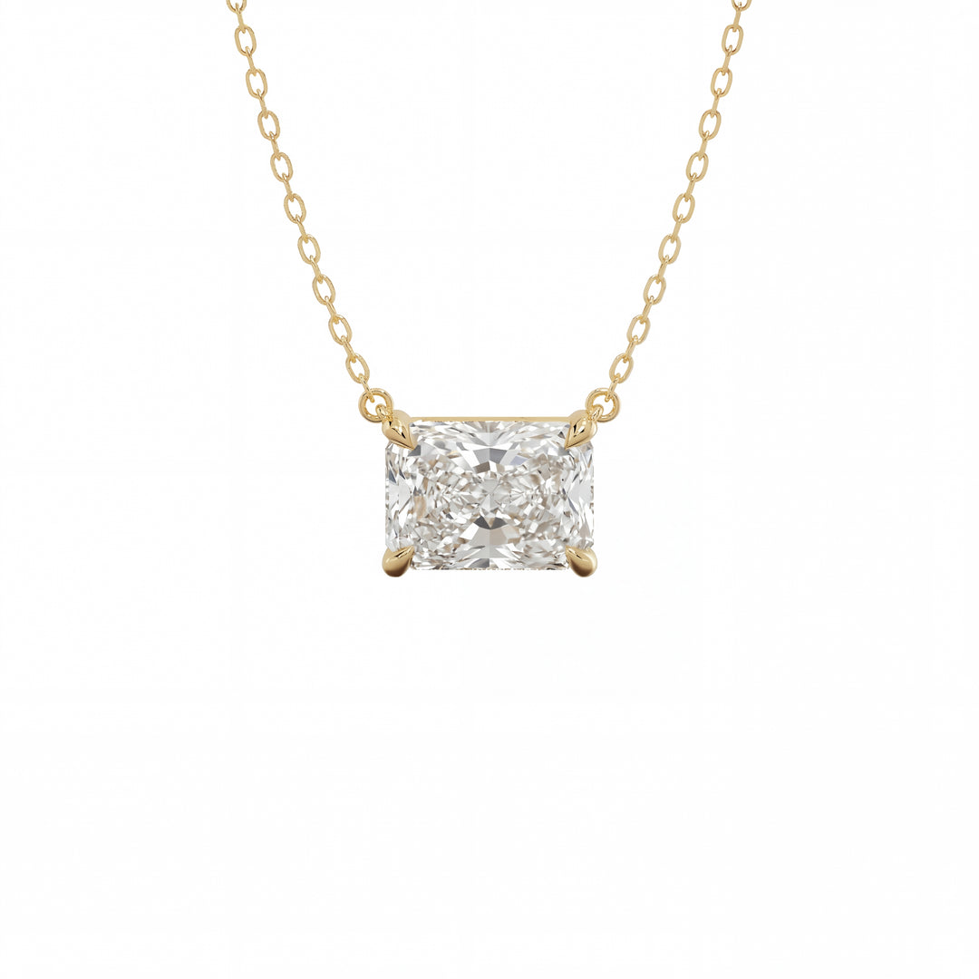 Radiant East-West Solitaire Pendant Yellow Gold