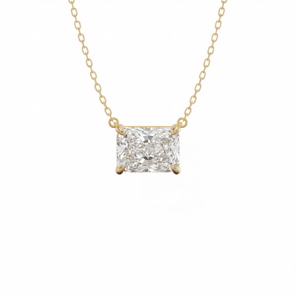East-West Radiant Lab-Grown Diamond Solitaire Pendant Necklace