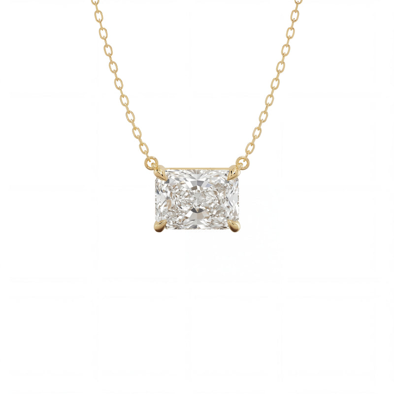 East-West Radiant Lab-Grown Diamond Solitaire Pendant Necklace