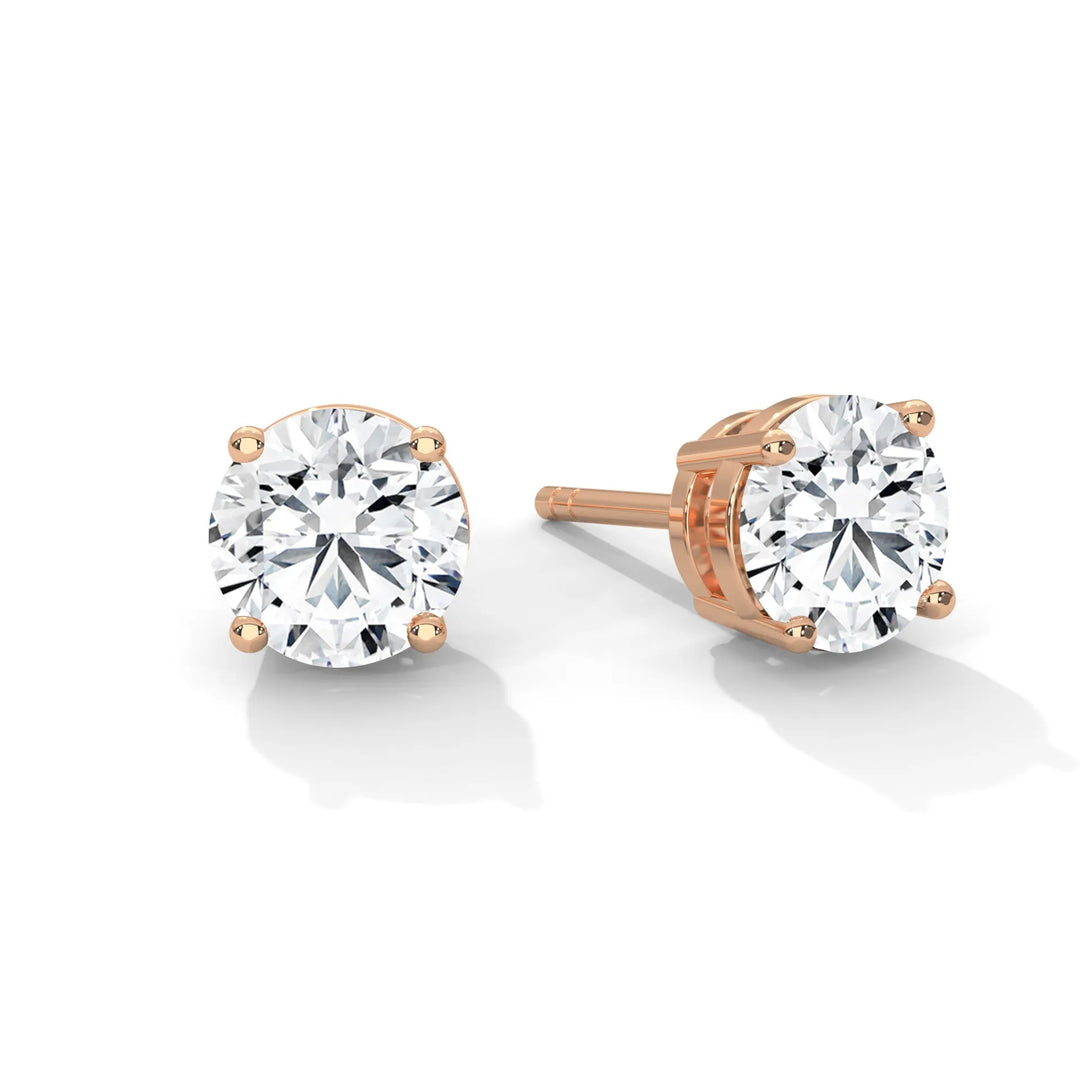 Rose gold diamond stud earrings elegantly designed, showcasing a brilliant sparkle and timeless sophistication.