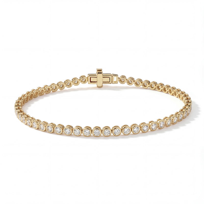 Round Bezel Lab-Grown Diamond Tennis Bracelet