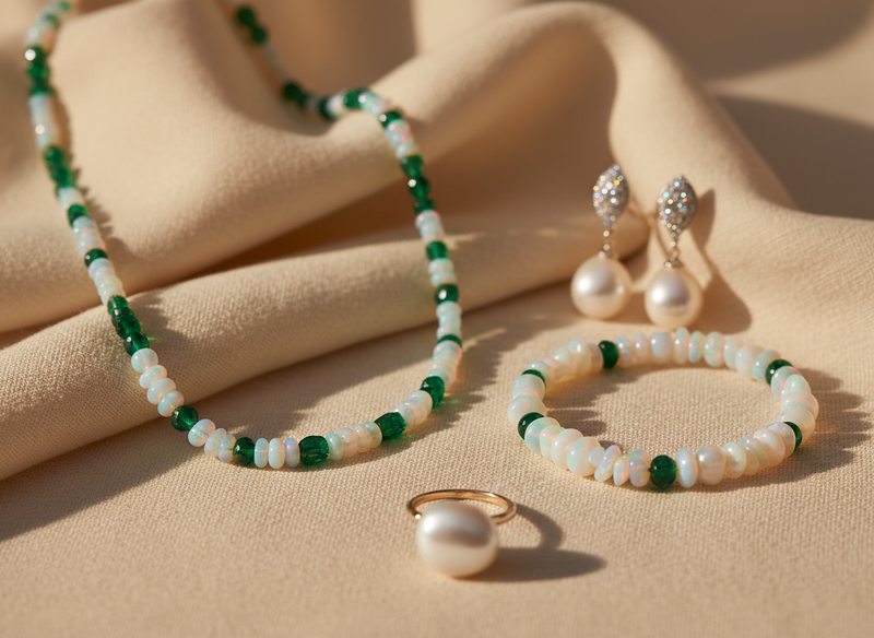 Safe cleaning and care methods for delicate gemstone jewelry such as emeralds, opals, and pearls