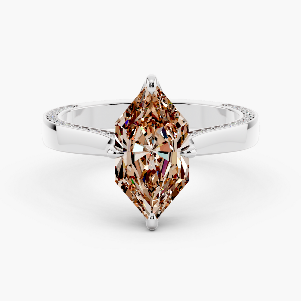 Savona Champagne Setting Dutch Marquise cut engagement ring in 14k White Gold