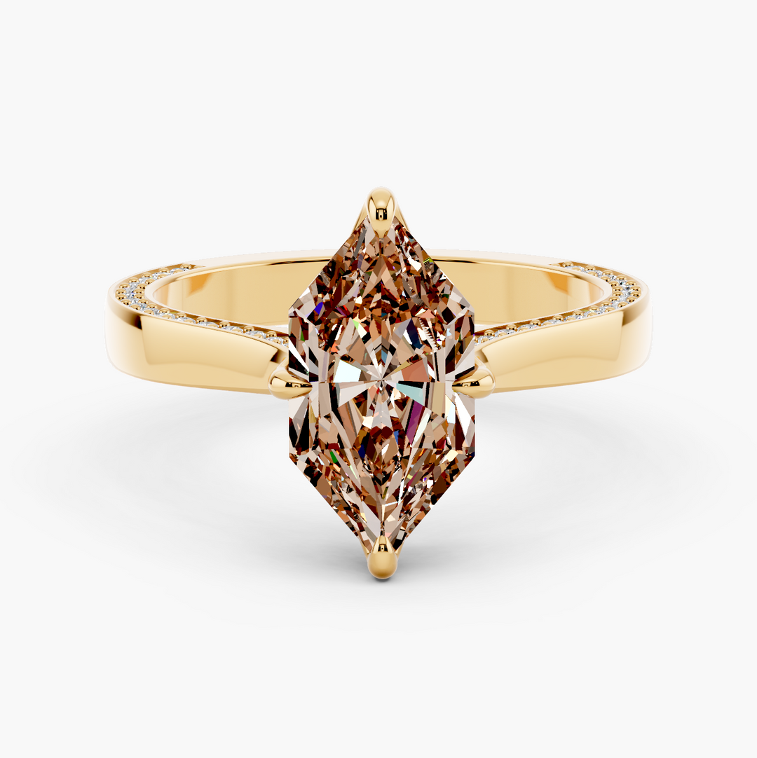Savona Champagne Setting Dutch Marquise cut engagement ring in 14k Yellow Gold