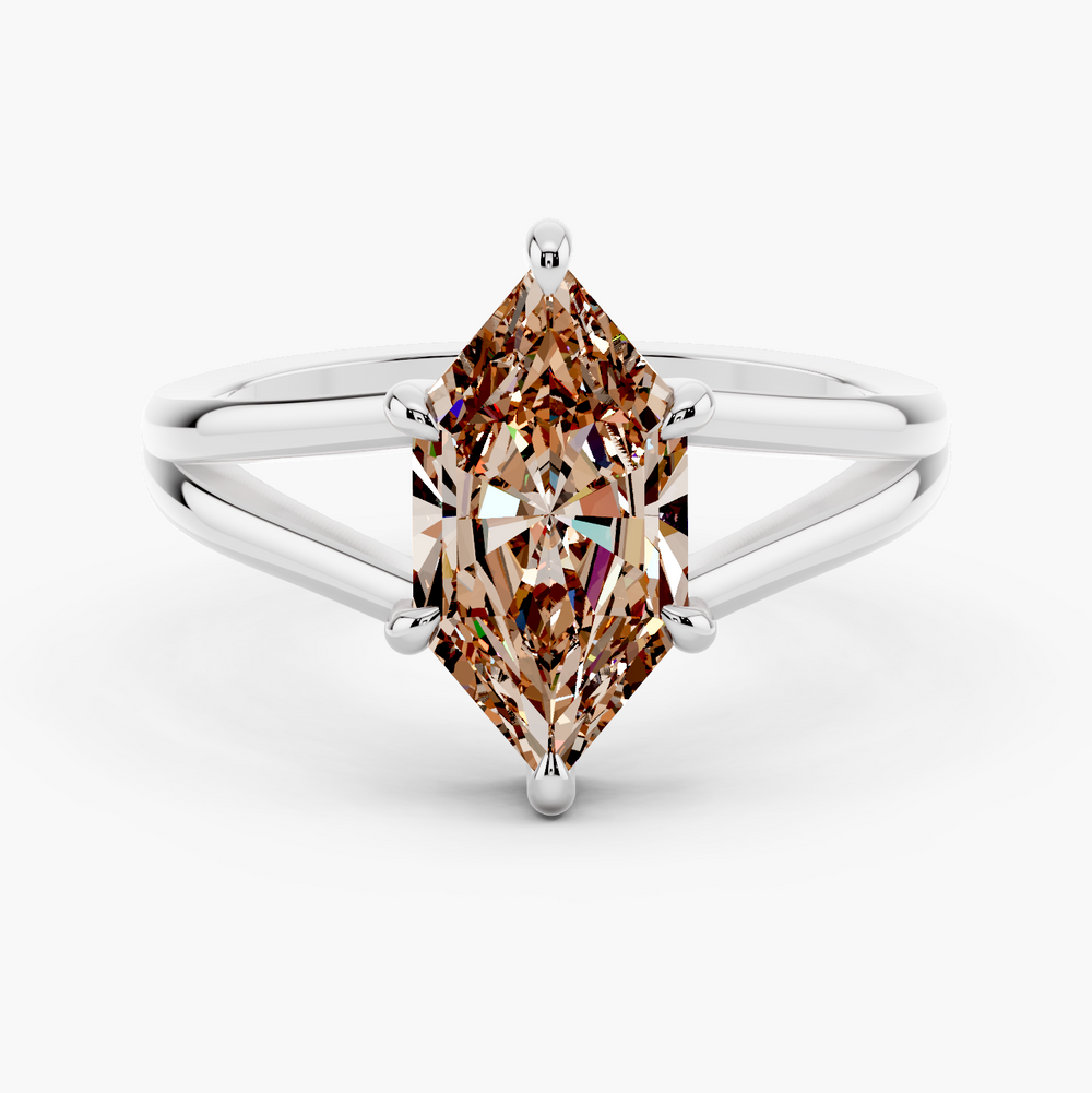Seco Solitaire Champagne Setting Dutch Marquise cut engagement ring in 14k White Gold