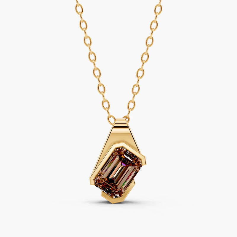 Sloane Champagne Emerald Lab-Grown Diamond Pendant Necklace