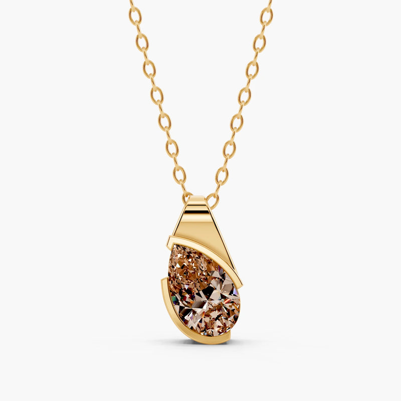 Sloane Champagne Pear Lab-Grown Diamond Pendant Necklace