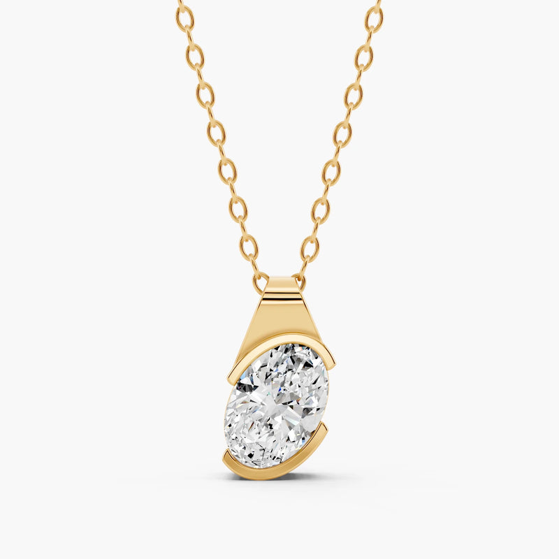 Sloane Oval Lab-Grown Diamond Pendant Necklace